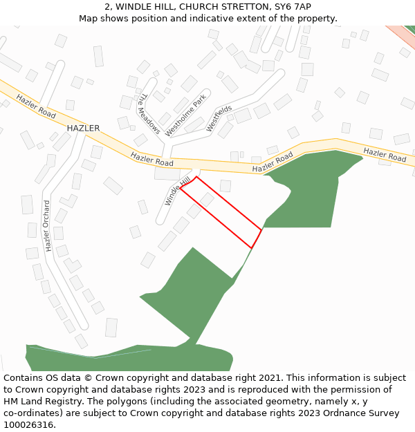 2, WINDLE HILL, CHURCH STRETTON, SY6 7AP: Location map and indicative extent of plot