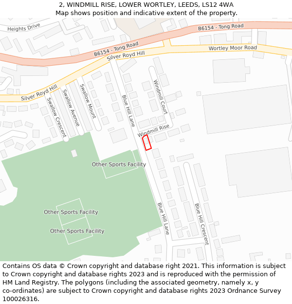 2, WINDMILL RISE, LOWER WORTLEY, LEEDS, LS12 4WA: Location map and indicative extent of plot