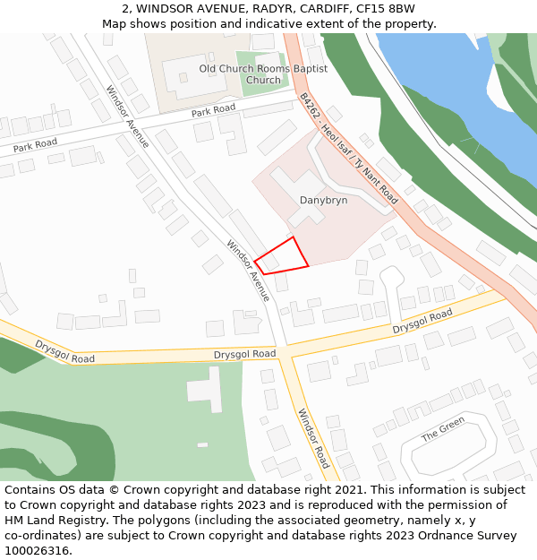 2, WINDSOR AVENUE, RADYR, CARDIFF, CF15 8BW: Location map and indicative extent of plot