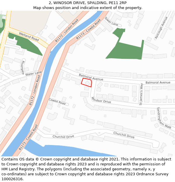 2, WINDSOR DRIVE, SPALDING, PE11 2RP: Location map and indicative extent of plot