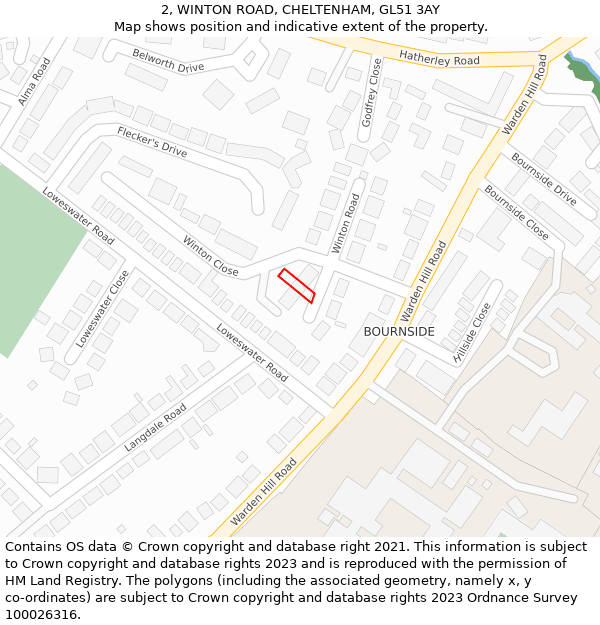 2, WINTON ROAD, CHELTENHAM, GL51 3AY: Location map and indicative extent of plot