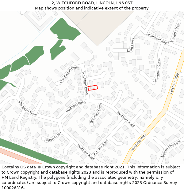2, WITCHFORD ROAD, LINCOLN, LN6 0ST: Location map and indicative extent of plot