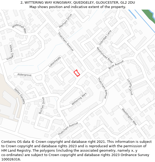 2, WITTERING WAY KINGSWAY, QUEDGELEY, GLOUCESTER, GL2 2DU: Location map and indicative extent of plot