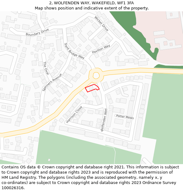 2, WOLFENDEN WAY, WAKEFIELD, WF1 3FA: Location map and indicative extent of plot