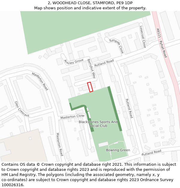 2, WOODHEAD CLOSE, STAMFORD, PE9 1DP: Location map and indicative extent of plot