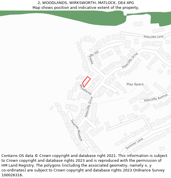 2, WOODLANDS, WIRKSWORTH, MATLOCK, DE4 4PG: Location map and indicative extent of plot