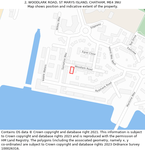 2, WOODLARK ROAD, ST MARYS ISLAND, CHATHAM, ME4 3NU: Location map and indicative extent of plot