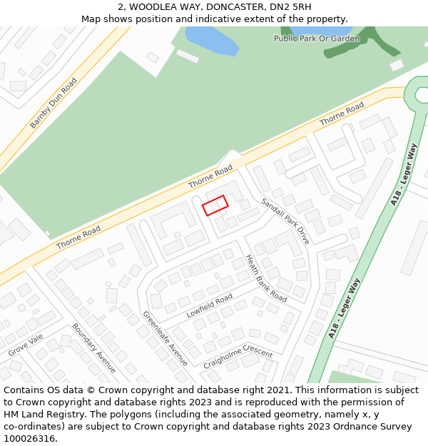 2, WOODLEA WAY, DONCASTER, DN2 5RH: Location map and indicative extent of plot