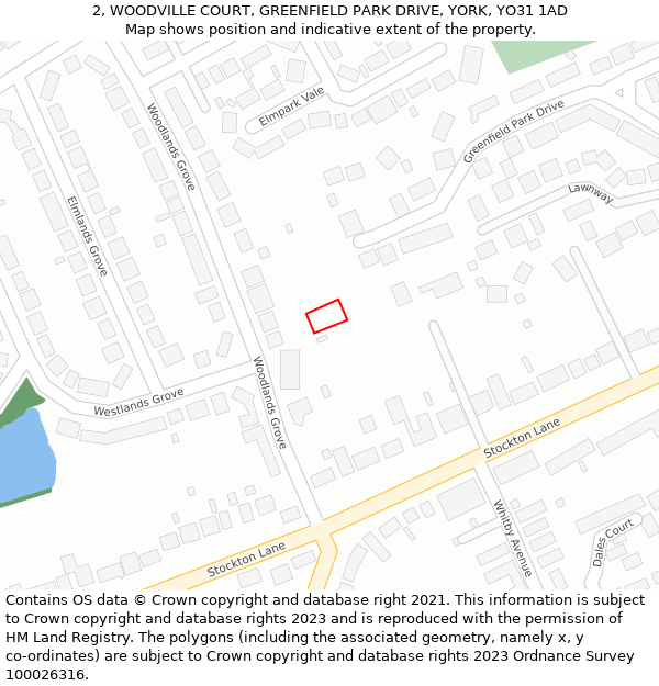 2, WOODVILLE COURT, GREENFIELD PARK DRIVE, YORK, YO31 1AD: Location map and indicative extent of plot
