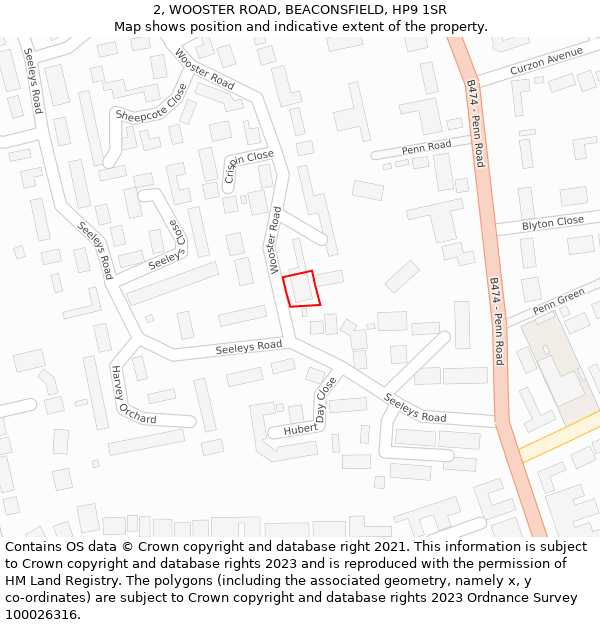 2, WOOSTER ROAD, BEACONSFIELD, HP9 1SR: Location map and indicative extent of plot