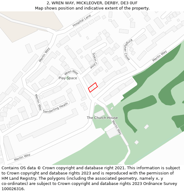 2, WREN WAY, MICKLEOVER, DERBY, DE3 0UF: Location map and indicative extent of plot