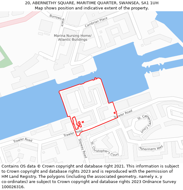 20, ABERNETHY SQUARE, MARITIME QUARTER, SWANSEA, SA1 1UH: Location map and indicative extent of plot