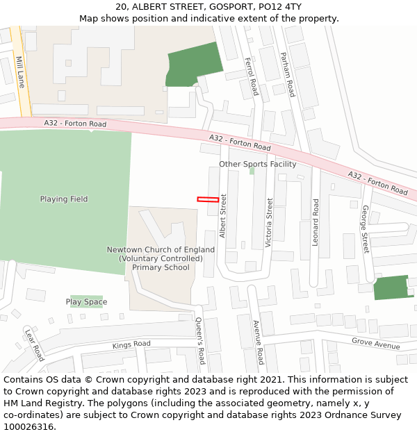20, ALBERT STREET, GOSPORT, PO12 4TY: Location map and indicative extent of plot