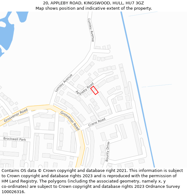 20, APPLEBY ROAD, KINGSWOOD, HULL, HU7 3GZ: Location map and indicative extent of plot