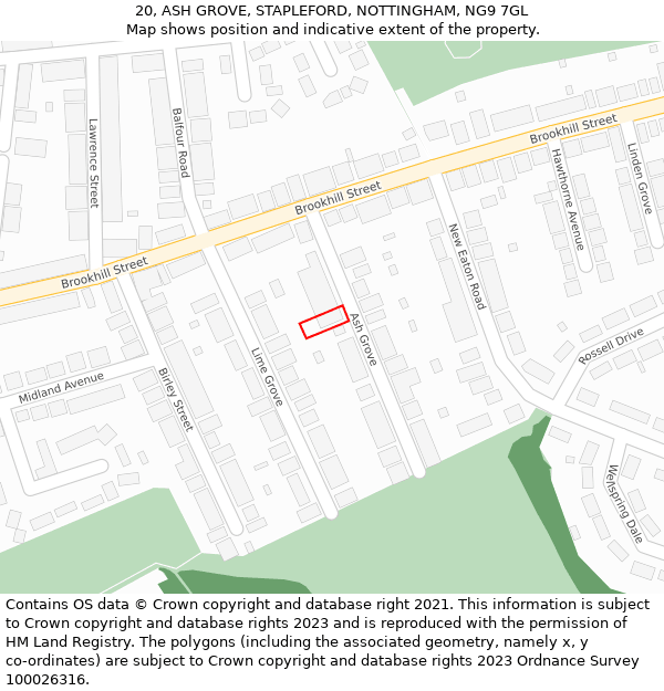 20, ASH GROVE, STAPLEFORD, NOTTINGHAM, NG9 7GL: Location map and indicative extent of plot