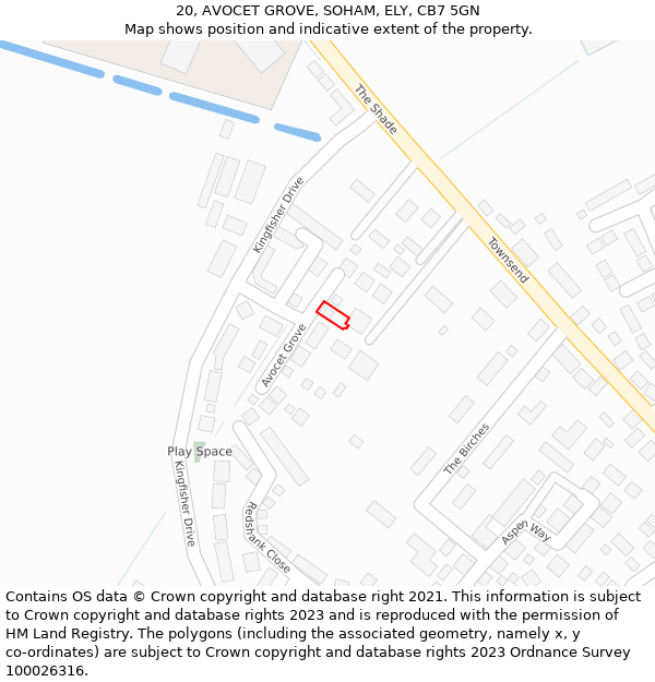 20, AVOCET GROVE, SOHAM, ELY, CB7 5GN: Location map and indicative extent of plot