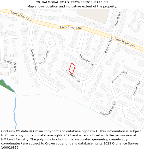 20, BALMORAL ROAD, TROWBRIDGE, BA14 0JS: Location map and indicative extent of plot