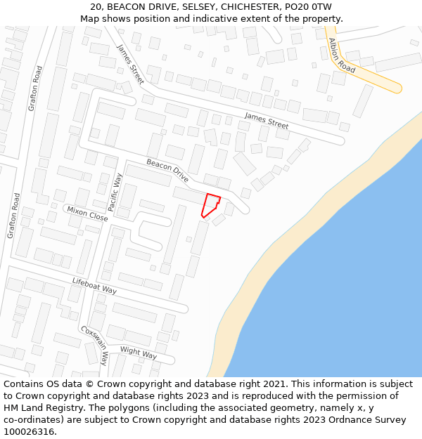 20, BEACON DRIVE, SELSEY, CHICHESTER, PO20 0TW: Location map and indicative extent of plot