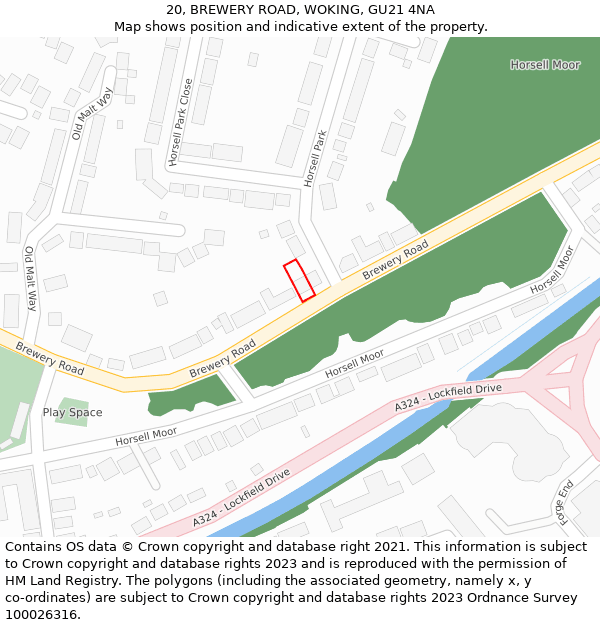 20, BREWERY ROAD, WOKING, GU21 4NA: Location map and indicative extent of plot