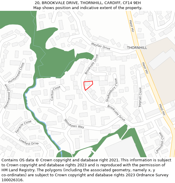 20, BROOKVALE DRIVE, THORNHILL, CARDIFF, CF14 9EH: Location map and indicative extent of plot