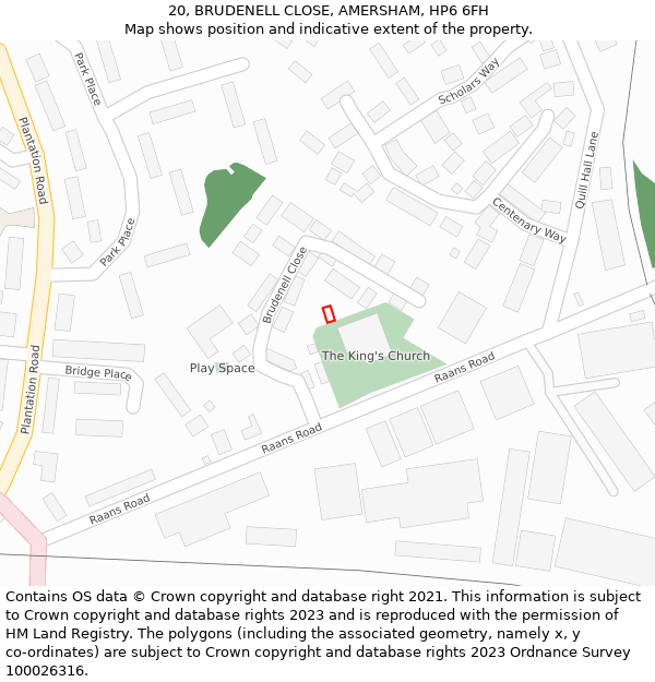 20, BRUDENELL CLOSE, AMERSHAM, HP6 6FH: Location map and indicative extent of plot