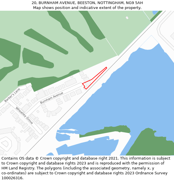 20, BURNHAM AVENUE, BEESTON, NOTTINGHAM, NG9 5AH: Location map and indicative extent of plot