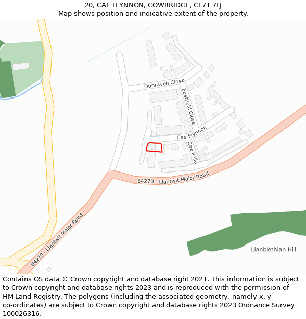 20, CAE FFYNNON, COWBRIDGE, CF71 7FJ: Location map and indicative extent of plot