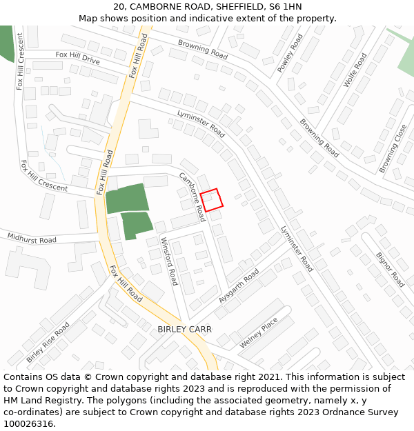 20, CAMBORNE ROAD, SHEFFIELD, S6 1HN: Location map and indicative extent of plot