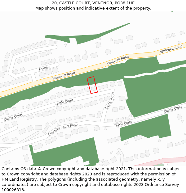 20, CASTLE COURT, VENTNOR, PO38 1UE: Location map and indicative extent of plot
