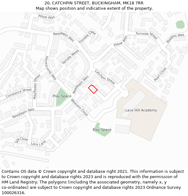 20, CATCHPIN STREET, BUCKINGHAM, MK18 7RR: Location map and indicative extent of plot