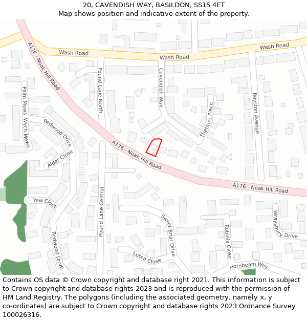 20, CAVENDISH WAY, BASILDON, SS15 4ET: Location map and indicative extent of plot