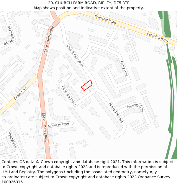 20, CHURCH FARM ROAD, RIPLEY, DE5 3TF: Location map and indicative extent of plot