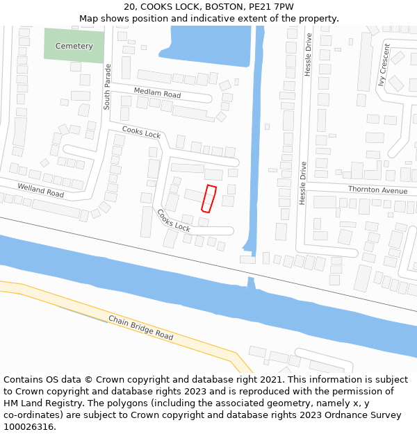 20, COOKS LOCK, BOSTON, PE21 7PW: Location map and indicative extent of plot