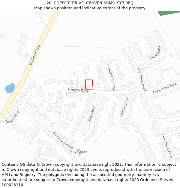 20, COPPICE DRIVE, CRAVEN ARMS, SY7 9RQ: Location map and indicative extent of plot