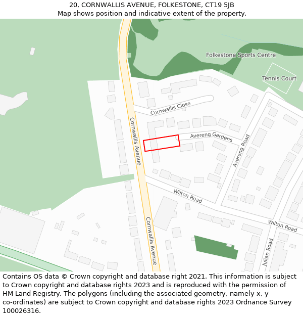 20, CORNWALLIS AVENUE, FOLKESTONE, CT19 5JB: Location map and indicative extent of plot