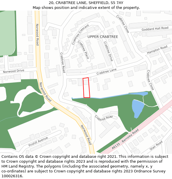 20, CRABTREE LANE, SHEFFIELD, S5 7AY: Location map and indicative extent of plot