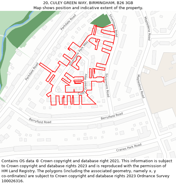 20, CULEY GREEN WAY, BIRMINGHAM, B26 3GB: Location map and indicative extent of plot