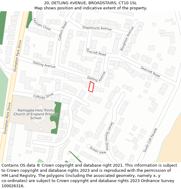 20, DETLING AVENUE, BROADSTAIRS, CT10 1SL: Location map and indicative extent of plot