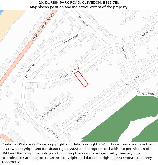 20, DURBIN PARK ROAD, CLEVEDON, BS21 7EU: Location map and indicative extent of plot