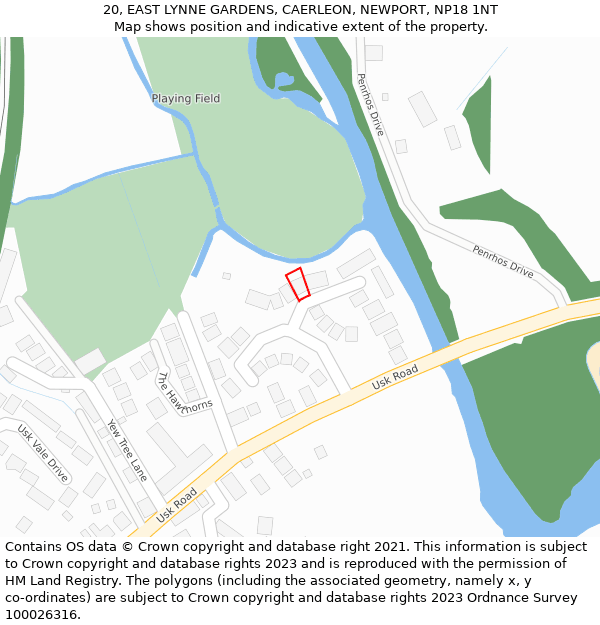 20, EAST LYNNE GARDENS, CAERLEON, NEWPORT, NP18 1NT: Location map and indicative extent of plot
