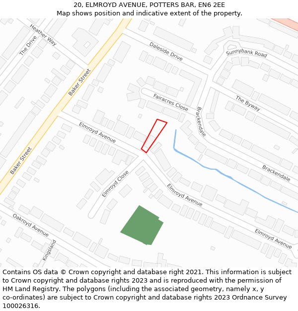 20, ELMROYD AVENUE, POTTERS BAR, EN6 2EE: Location map and indicative extent of plot