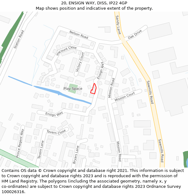 20, ENSIGN WAY, DISS, IP22 4GP: Location map and indicative extent of plot