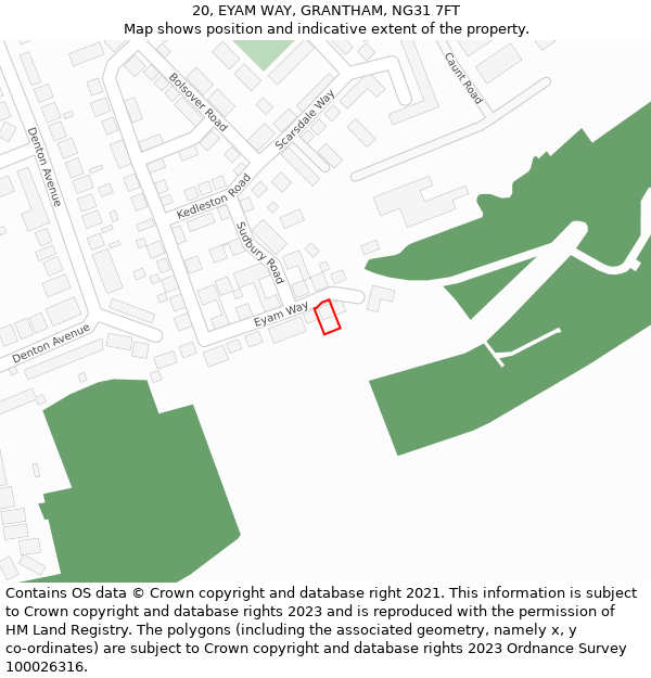 20, EYAM WAY, GRANTHAM, NG31 7FT: Location map and indicative extent of plot