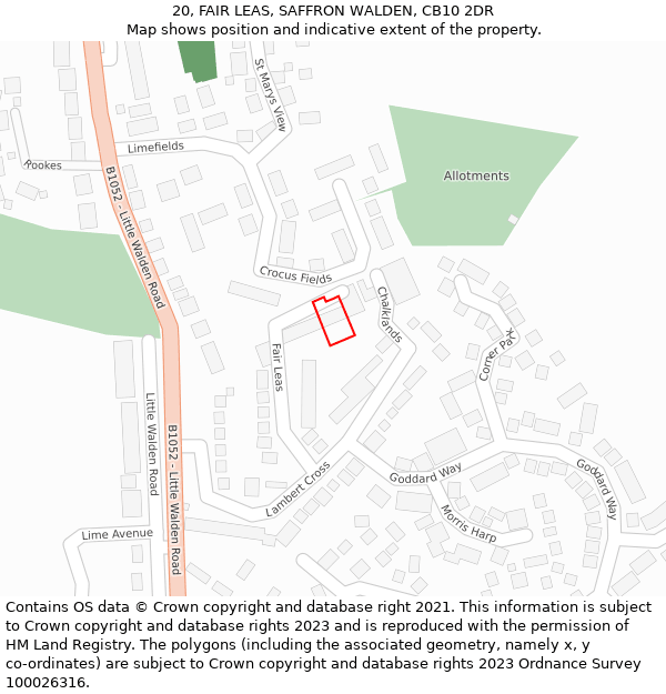 20, FAIR LEAS, SAFFRON WALDEN, CB10 2DR: Location map and indicative extent of plot