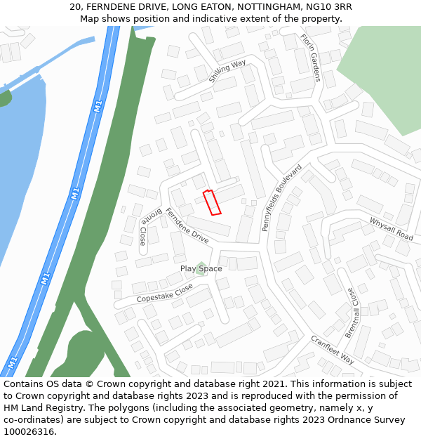 20, FERNDENE DRIVE, LONG EATON, NOTTINGHAM, NG10 3RR: Location map and indicative extent of plot