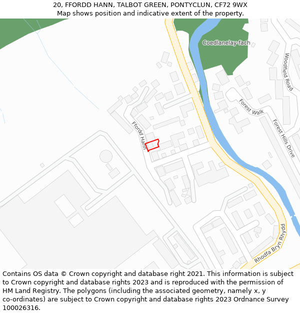 20, FFORDD HANN, TALBOT GREEN, PONTYCLUN, CF72 9WX: Location map and indicative extent of plot