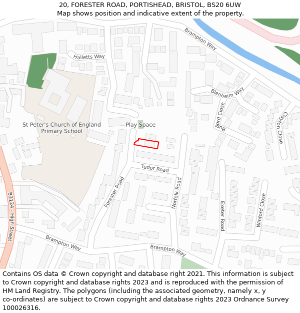 20, FORESTER ROAD, PORTISHEAD, BRISTOL, BS20 6UW: Location map and indicative extent of plot