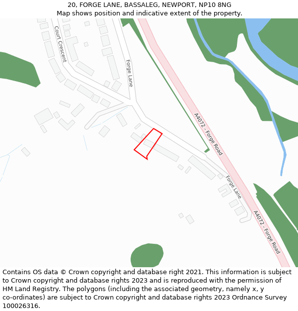 20, FORGE LANE, BASSALEG, NEWPORT, NP10 8NG: Location map and indicative extent of plot