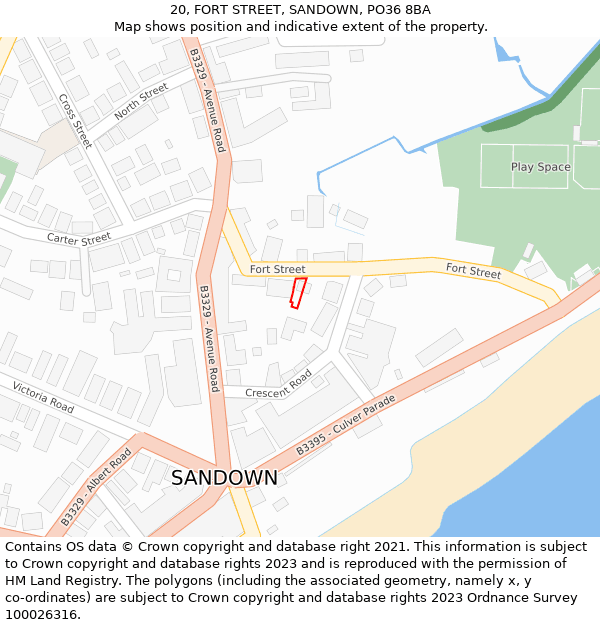 20, FORT STREET, SANDOWN, PO36 8BA: Location map and indicative extent of plot