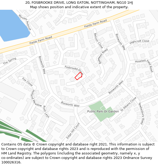 20, FOSBROOKE DRIVE, LONG EATON, NOTTINGHAM, NG10 1HJ: Location map and indicative extent of plot